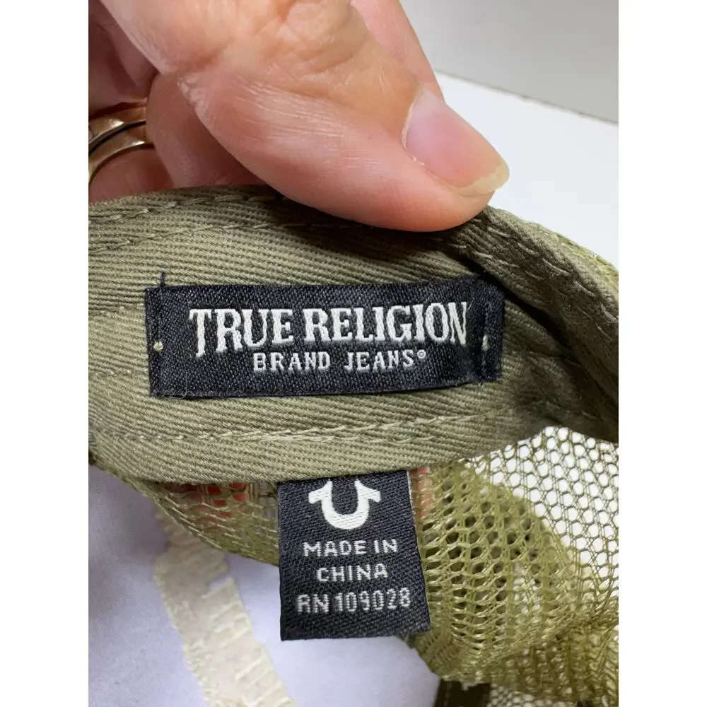 True Religion Brand Jeans World Tour SnapBack Trucker Ball Cap Green Logo Buddha